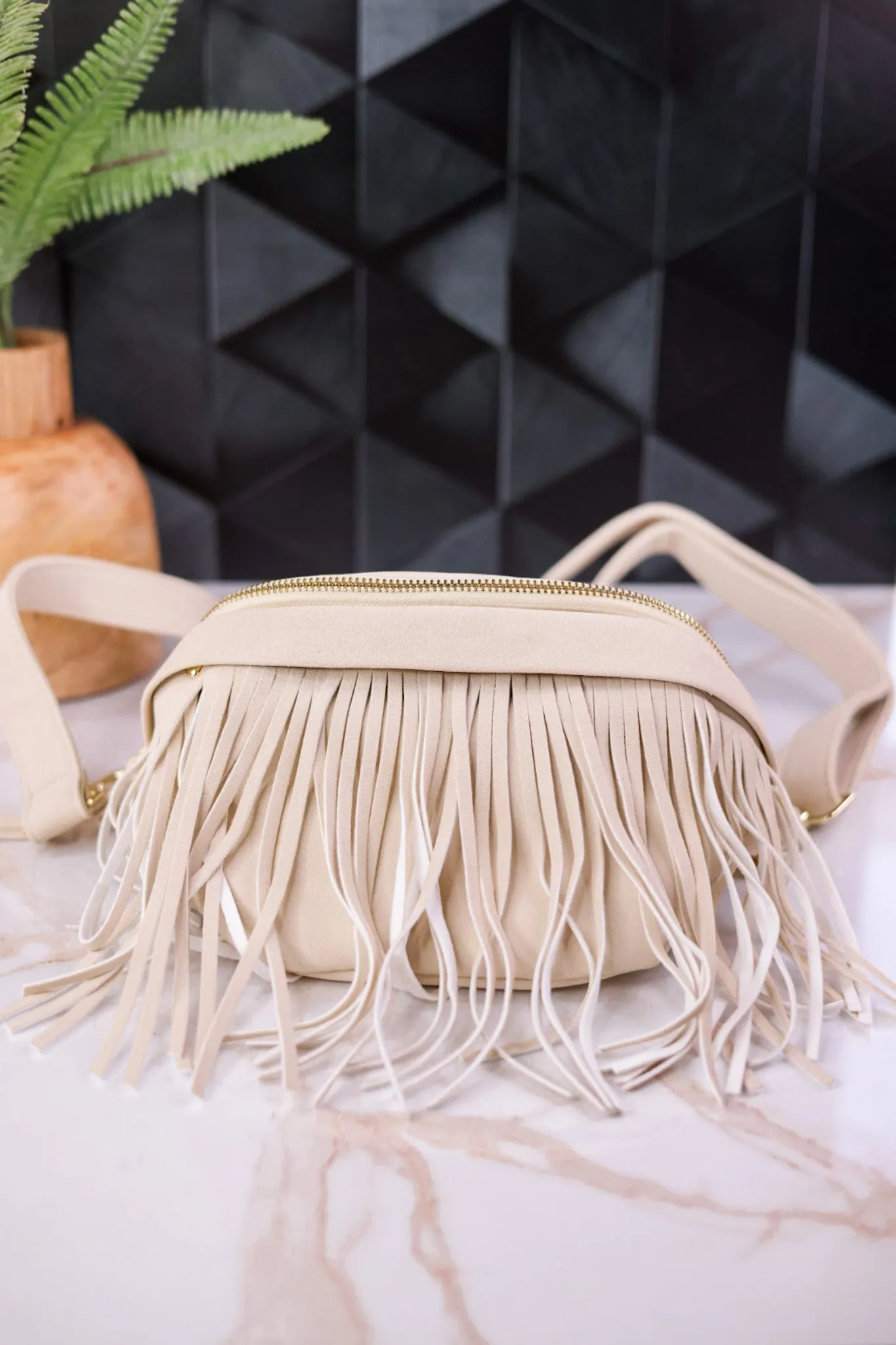 Ivory Removable Fringe Fanny Pack