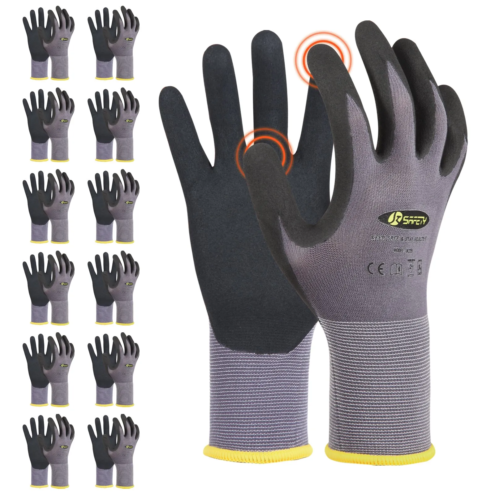 JKSafety Safety Utility Work Gloves, Multi-Pack (G229)