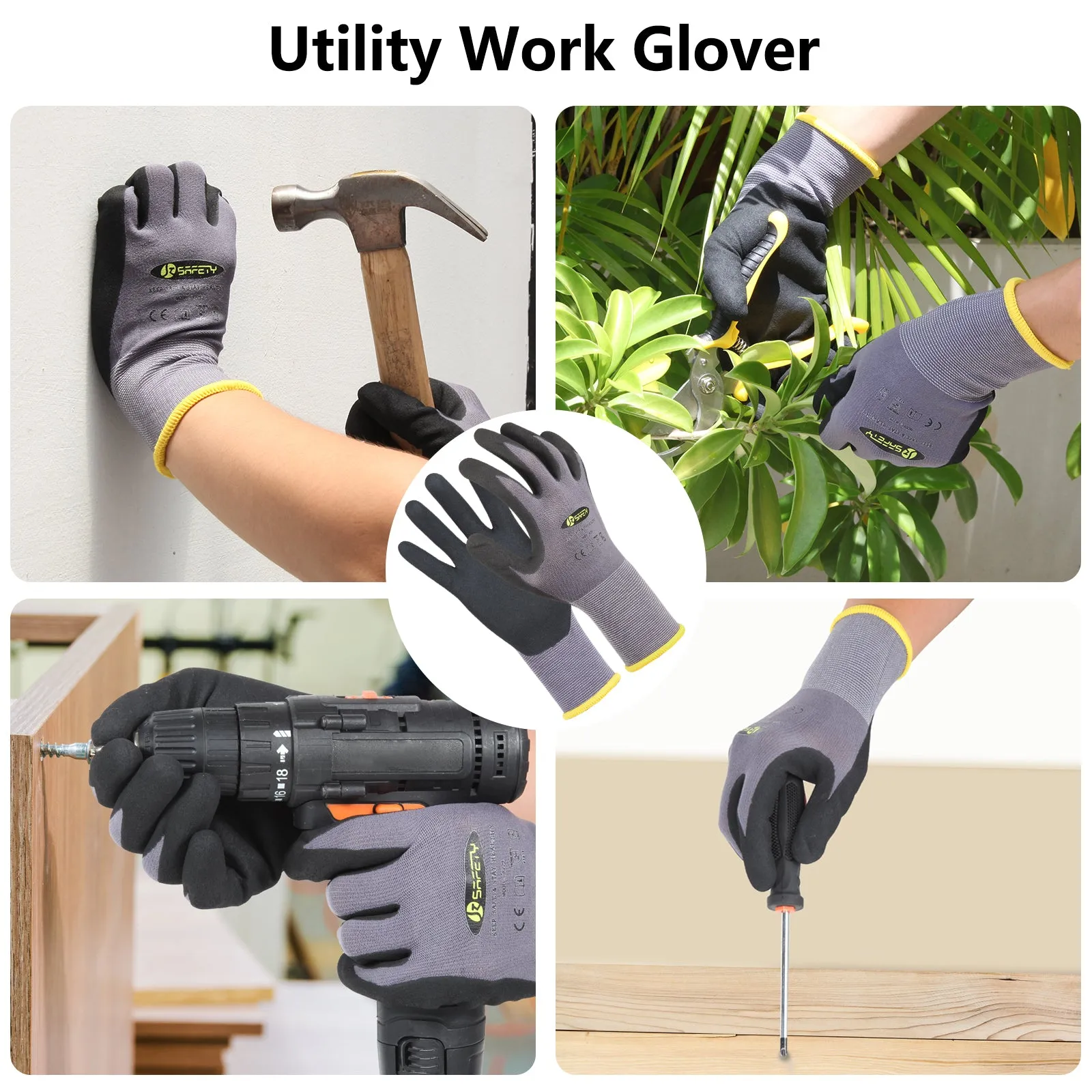 JKSafety Safety Utility Work Gloves, Multi-Pack (G229)