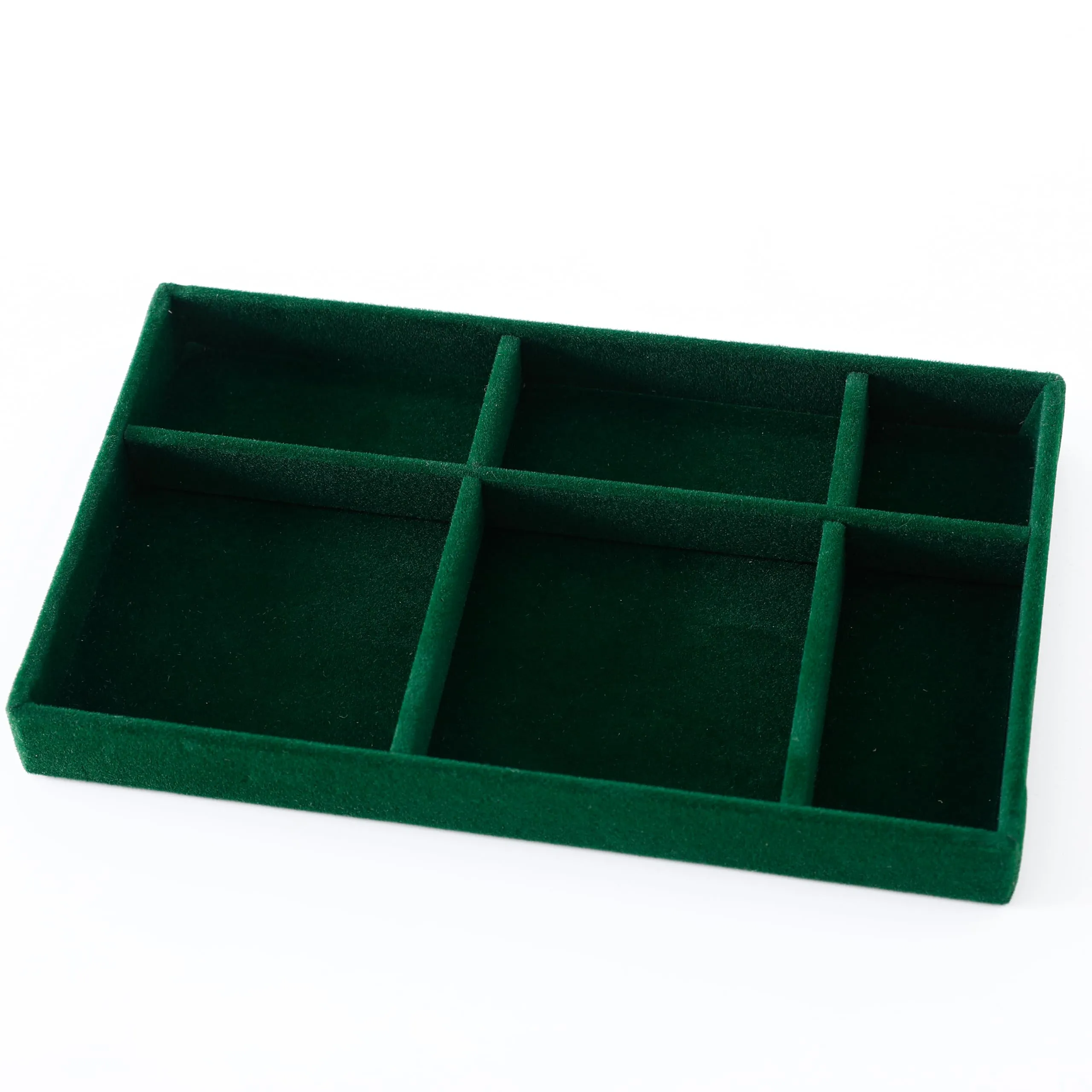 Kuber Industries 20 Pieces Velvet Jewelry Trays Organizer | Jewelry Storage Box | Jewelry Organizer | Showcase Holder Dresser Organizer for Earring Necklace Ring | Pack of 5 | YBL4-05 | Dark Green