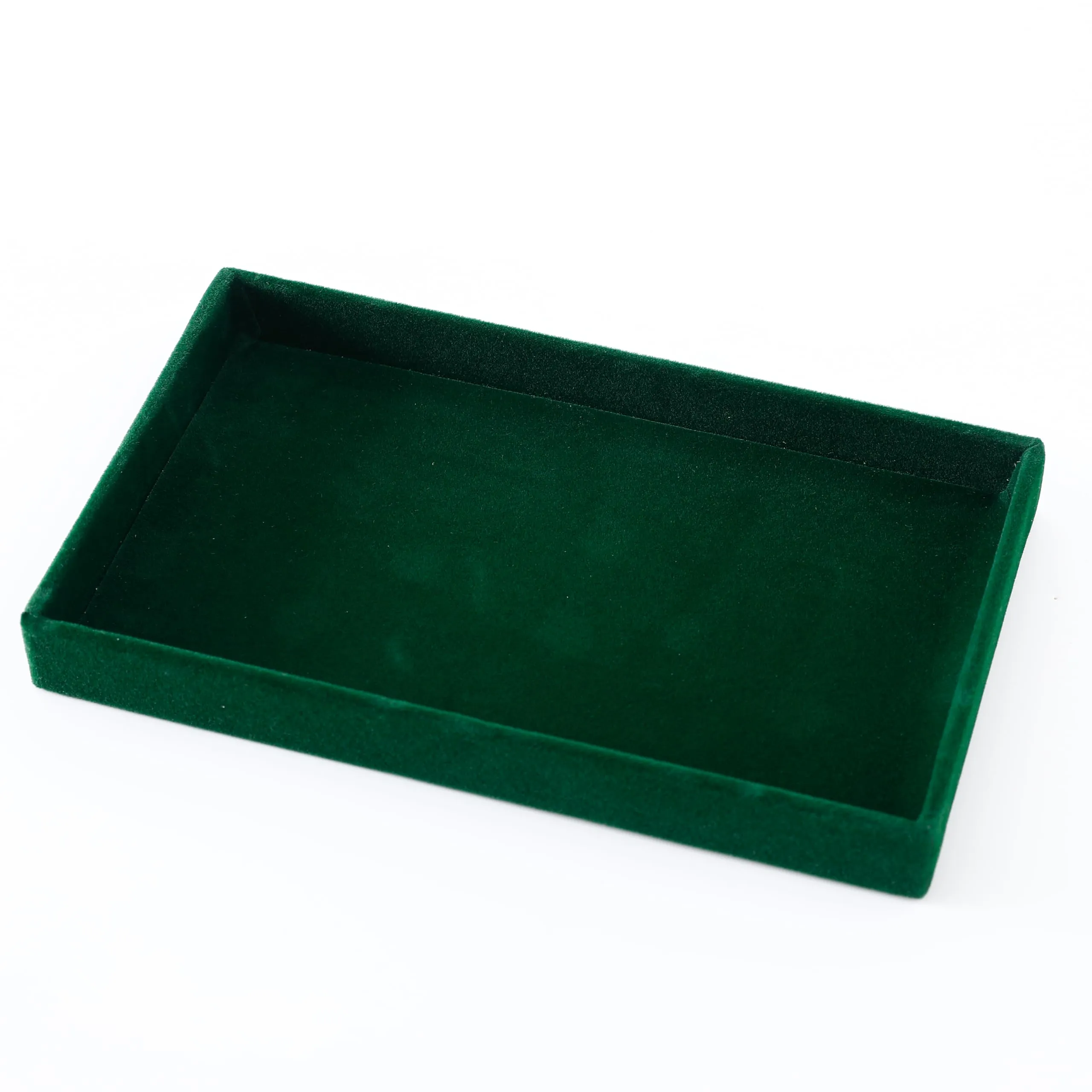 Kuber Industries 20 Pieces Velvet Jewelry Trays Organizer | Jewelry Storage Box | Jewelry Organizer | Showcase Holder Dresser Organizer for Earring Necklace Ring | Pack of 5 | YBL4-05 | Dark Green