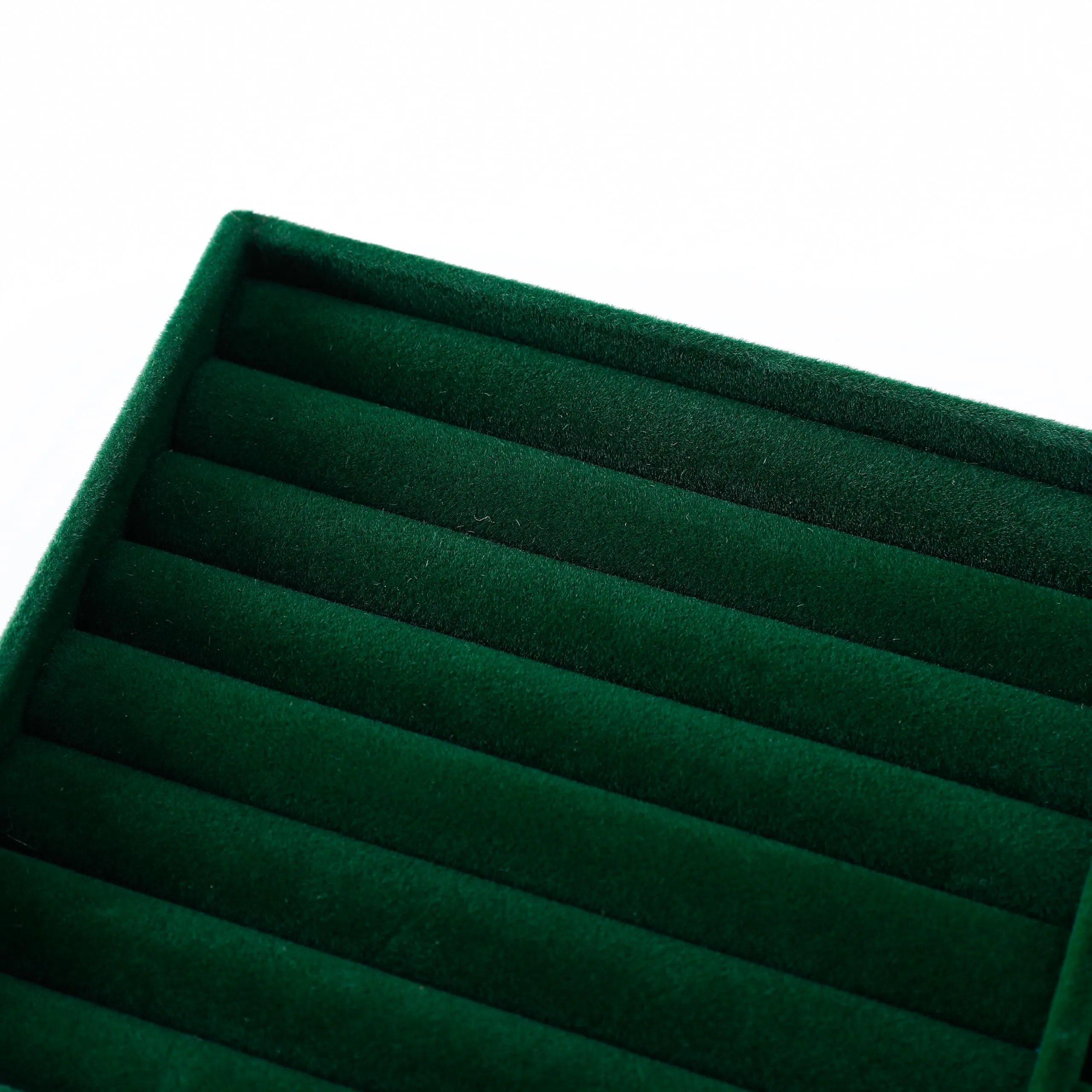 Kuber Industries 20 Pieces Velvet Jewelry Trays Organizer | Jewelry Storage Box | Jewelry Organizer | Showcase Holder Dresser Organizer for Earring Necklace Ring | Pack of 5 | YBL4-05 | Dark Green