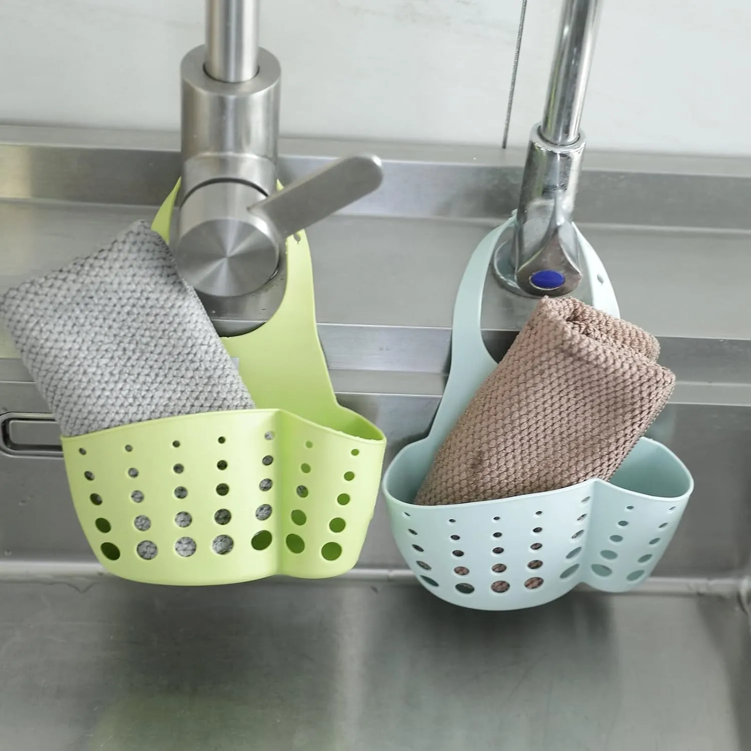 Kuber Industries Kitchen & Bathroom Organizer|Multipurpose Basket Shelf For Kitchen & Bathroom|Premium TPR|Flexible & Durable|Smart Drainage Holes|Pack of 4|TM15008|Multicolor