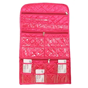 Kuber Industries Satin Make Up Wall Hanging Organizer, Pink