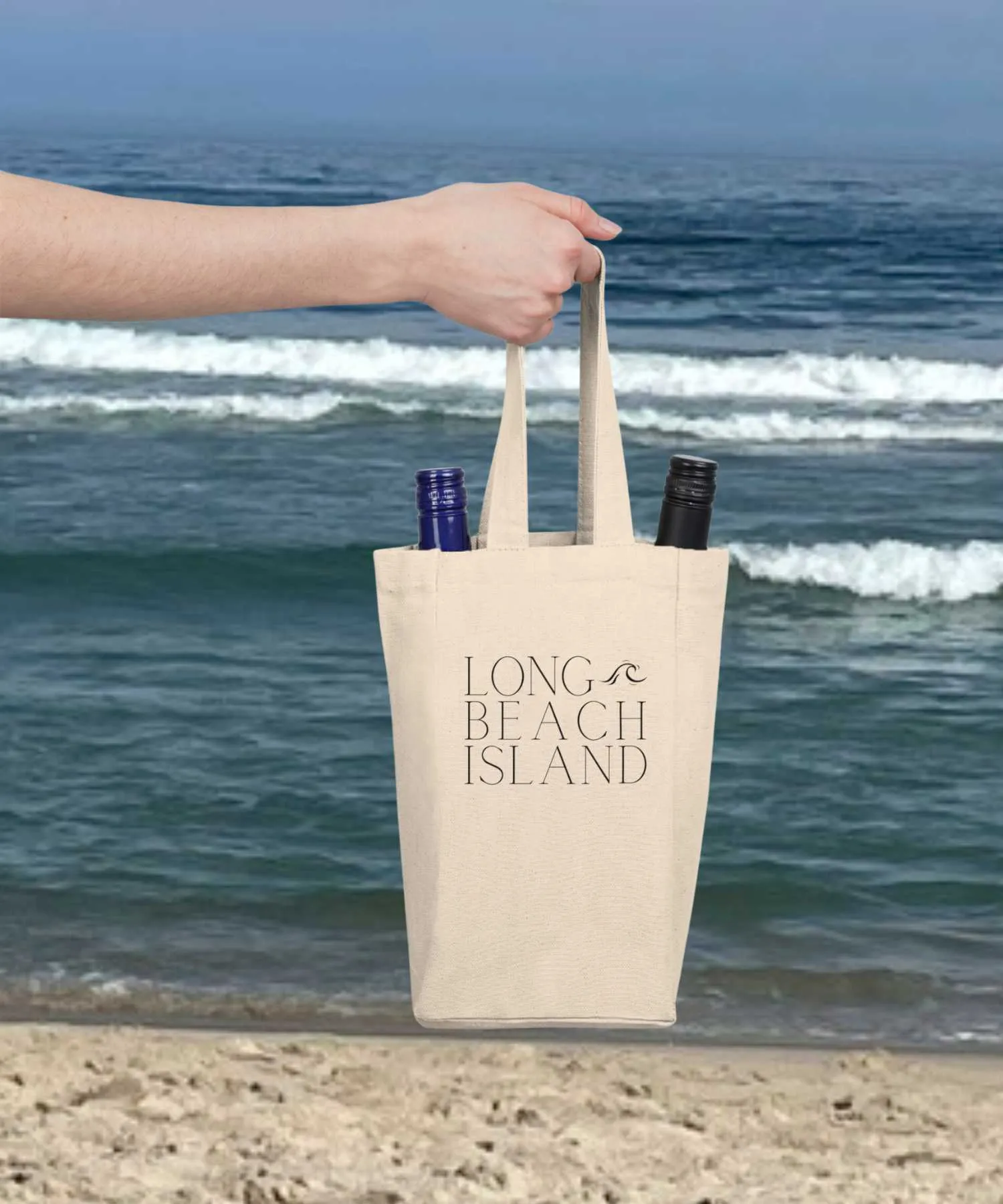 Long Beach Island Double Wine Tote Bag