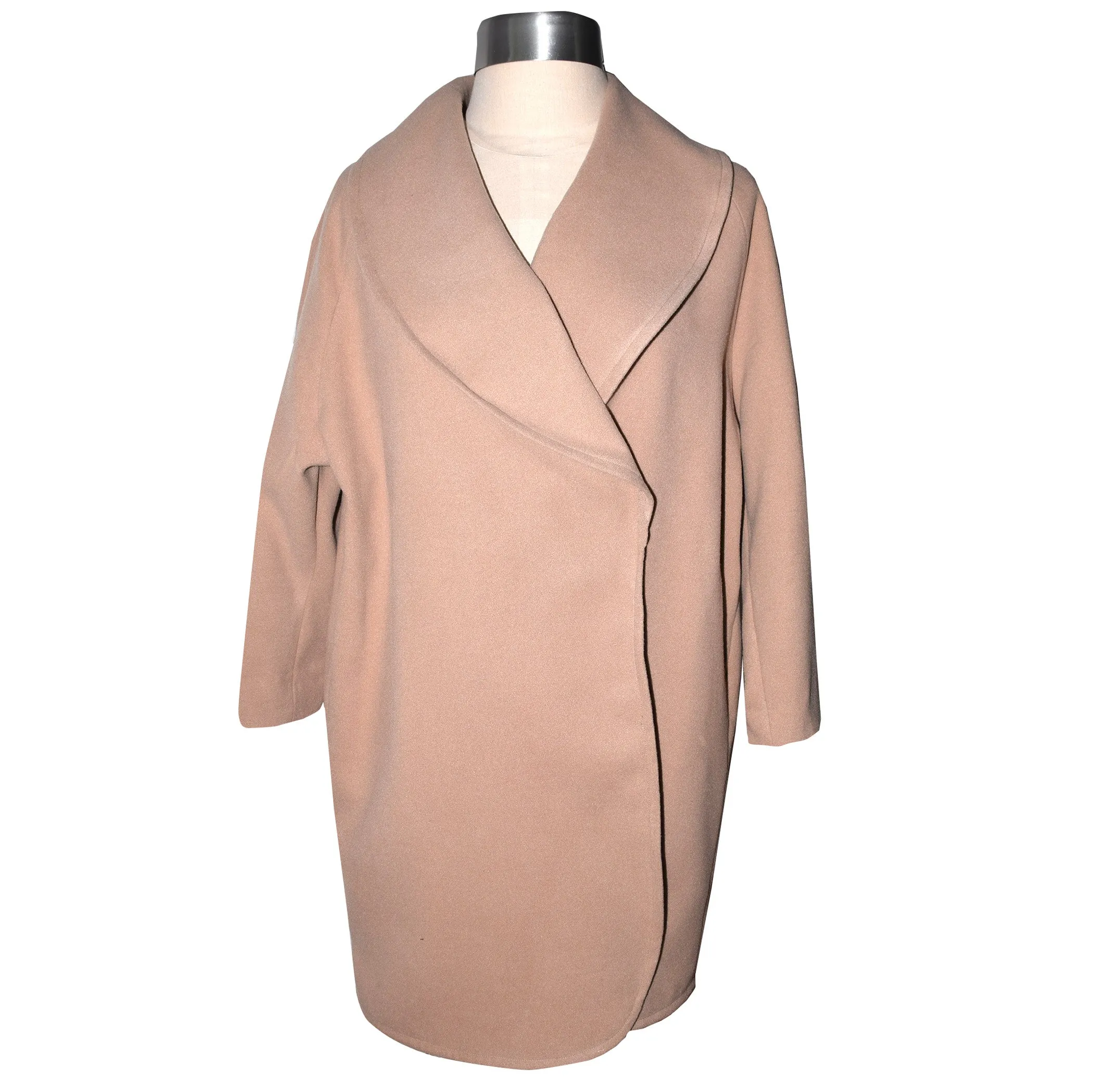 Luxurious Camelhair Blend Wrap Coat with Tie