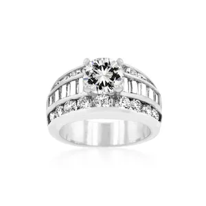 Luxurious Genuine Rhodium Engagement Ring