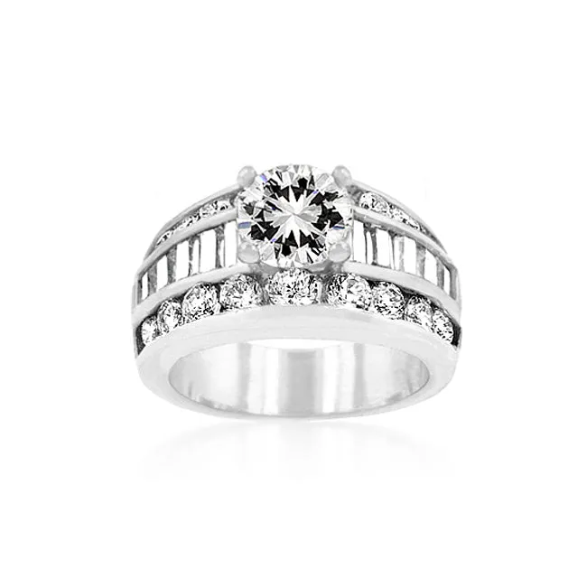 Luxurious Genuine Rhodium Engagement Ring