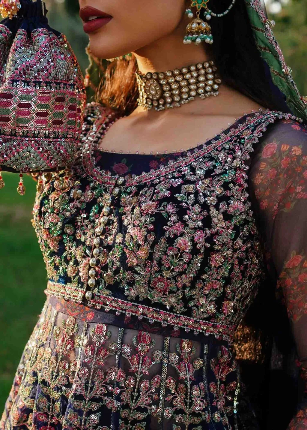 Luxurious Pakistani Bridal Outfit in Pishwas Style