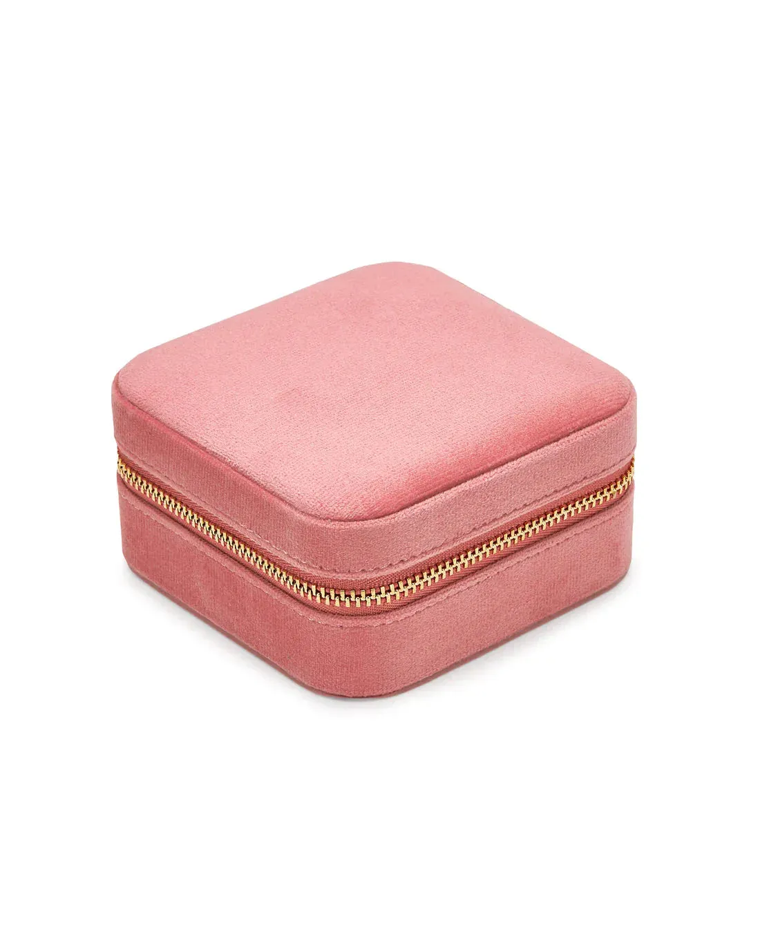 Luxurious Pink Velvet Travel Jewellery Box