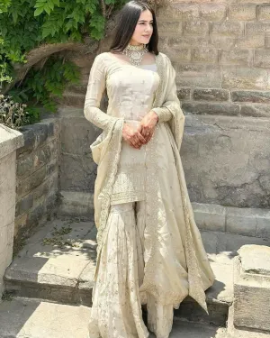 Luxurious Pure Chinon Silk Sharara Suit