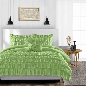 Luxurious Sage Ruffle Duvet Cover Set