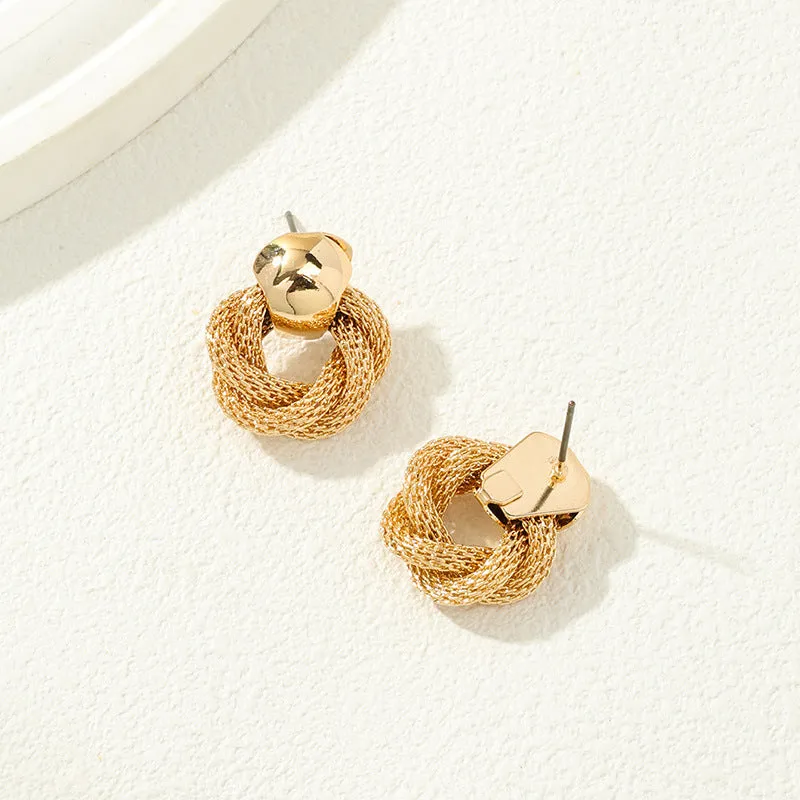 Luxurious Snakeskin Roll Shape Metal Stud Earrings