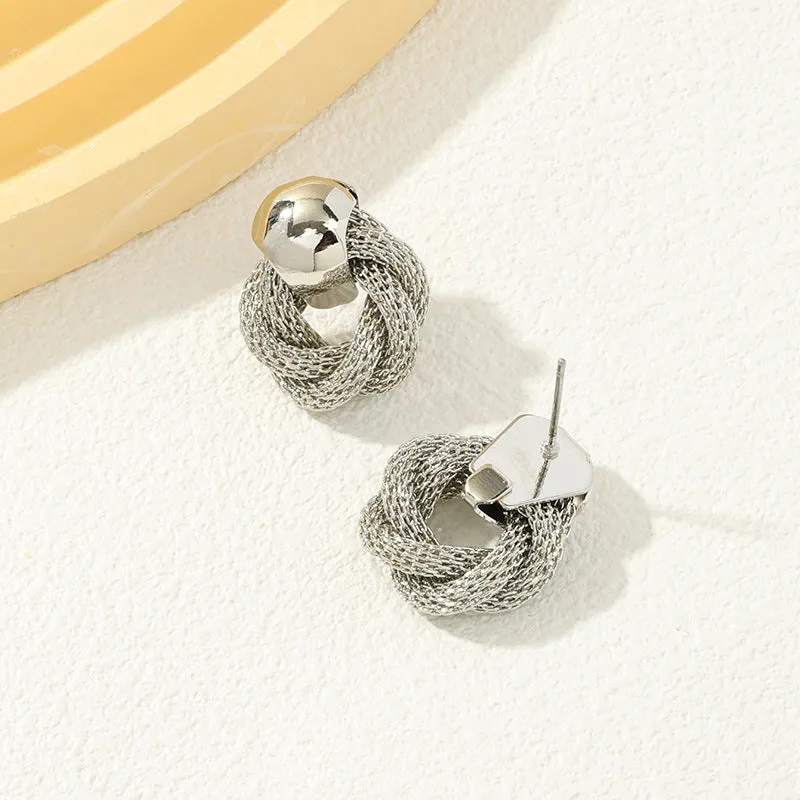 Luxurious Snakeskin Roll Shape Metal Stud Earrings