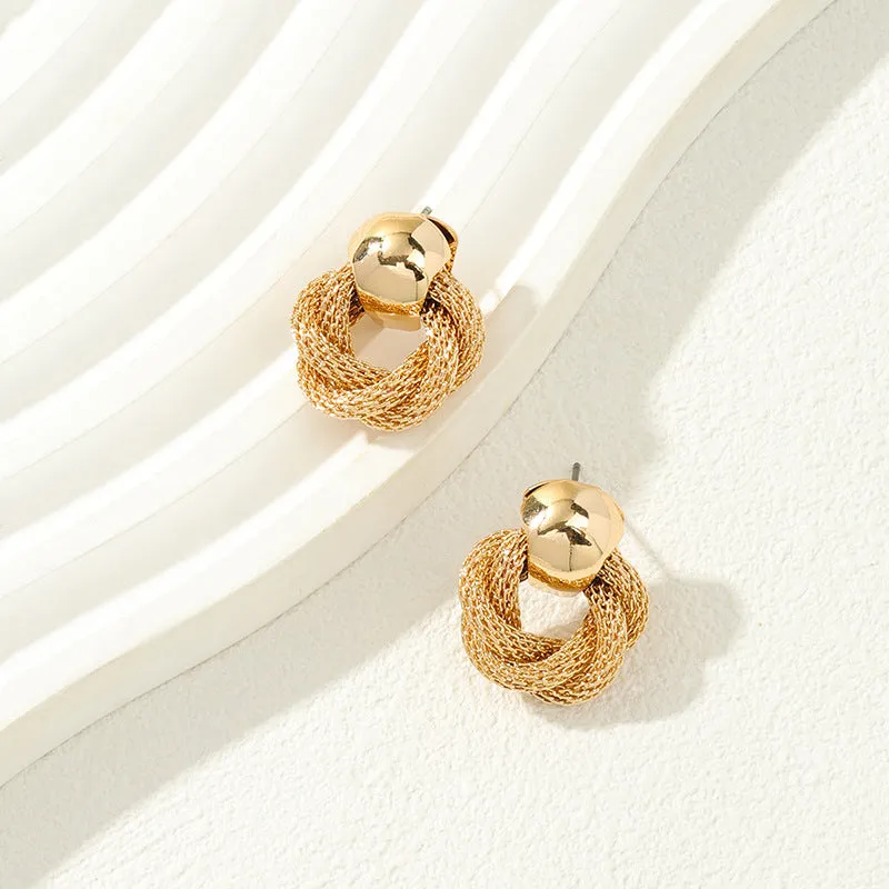 Luxurious Snakeskin Roll Shape Metal Stud Earrings