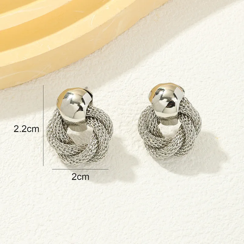 Luxurious Snakeskin Roll Shape Metal Stud Earrings