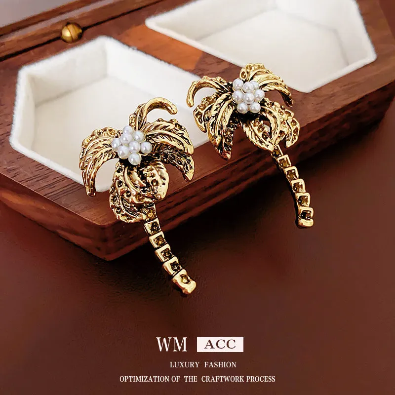 Luxurious Tree Geometric Alloy Electroplating Earrings