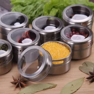 Magnetic Spice Rack Set - 12 Pieces Magnetic Spice Tins with Labeling Stickers