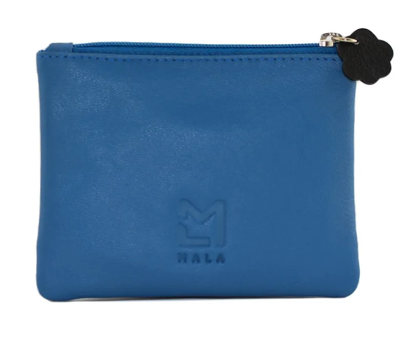 Mala Leather Cat & Mouse Coin and Card Purse Blue