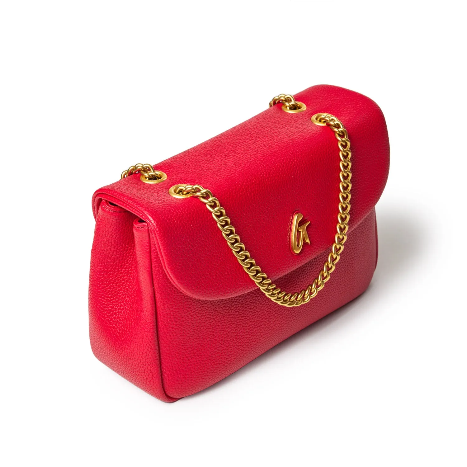 MEDIUM PEBBLE FLAP BAG - RED