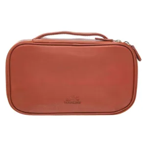 Medium Zippered Toiletry Bag, 10" x 5.5" x 3", Cognac