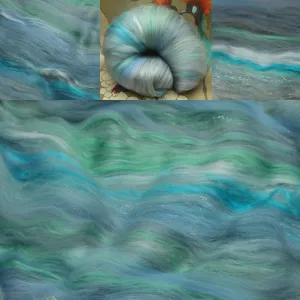 Merino Art Batt  - Blue Grey - 114 grams 4 oz - Wool for felting, spinning and weaving