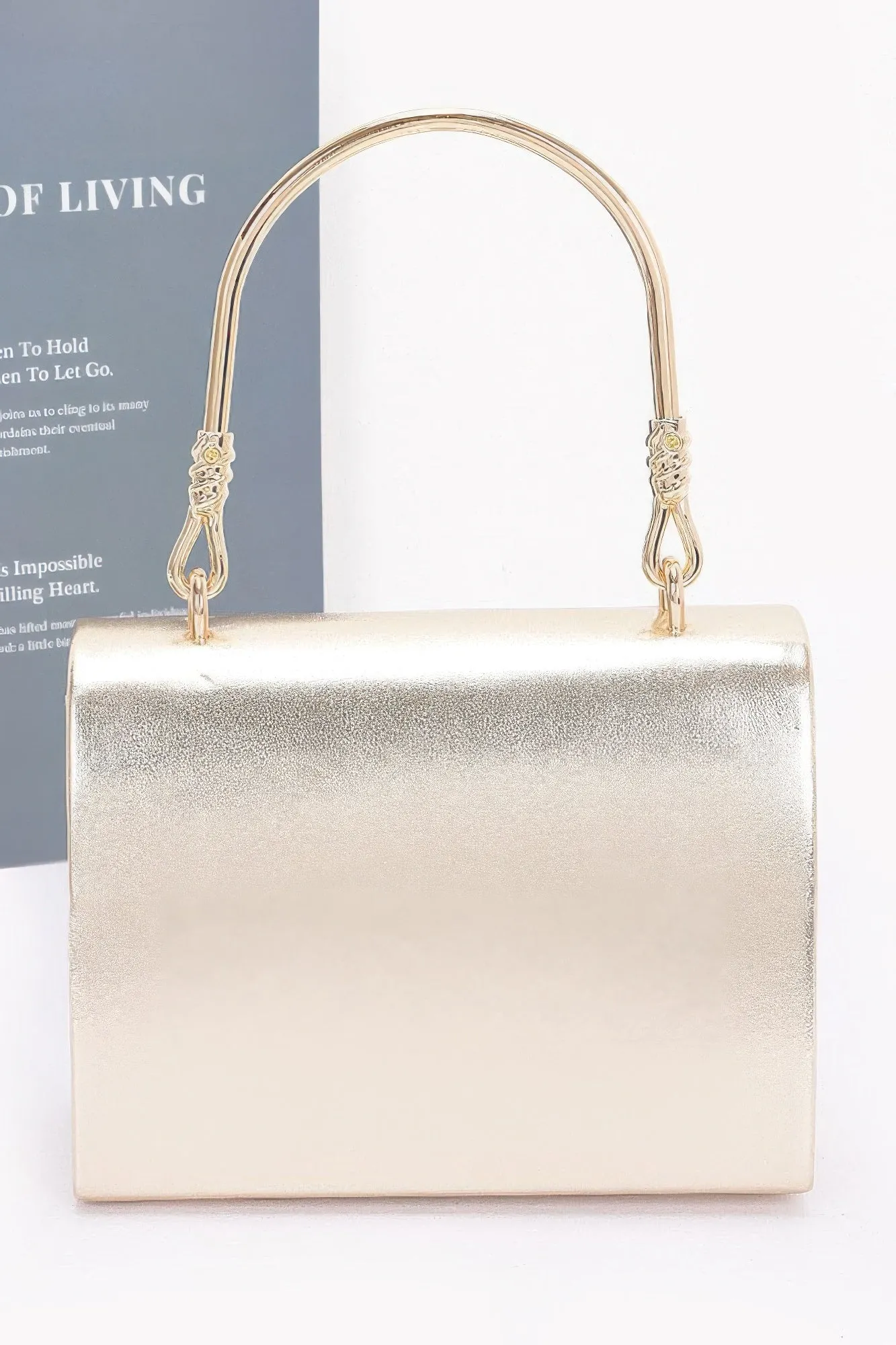 Metallic Metal Handle Crossbody Bag