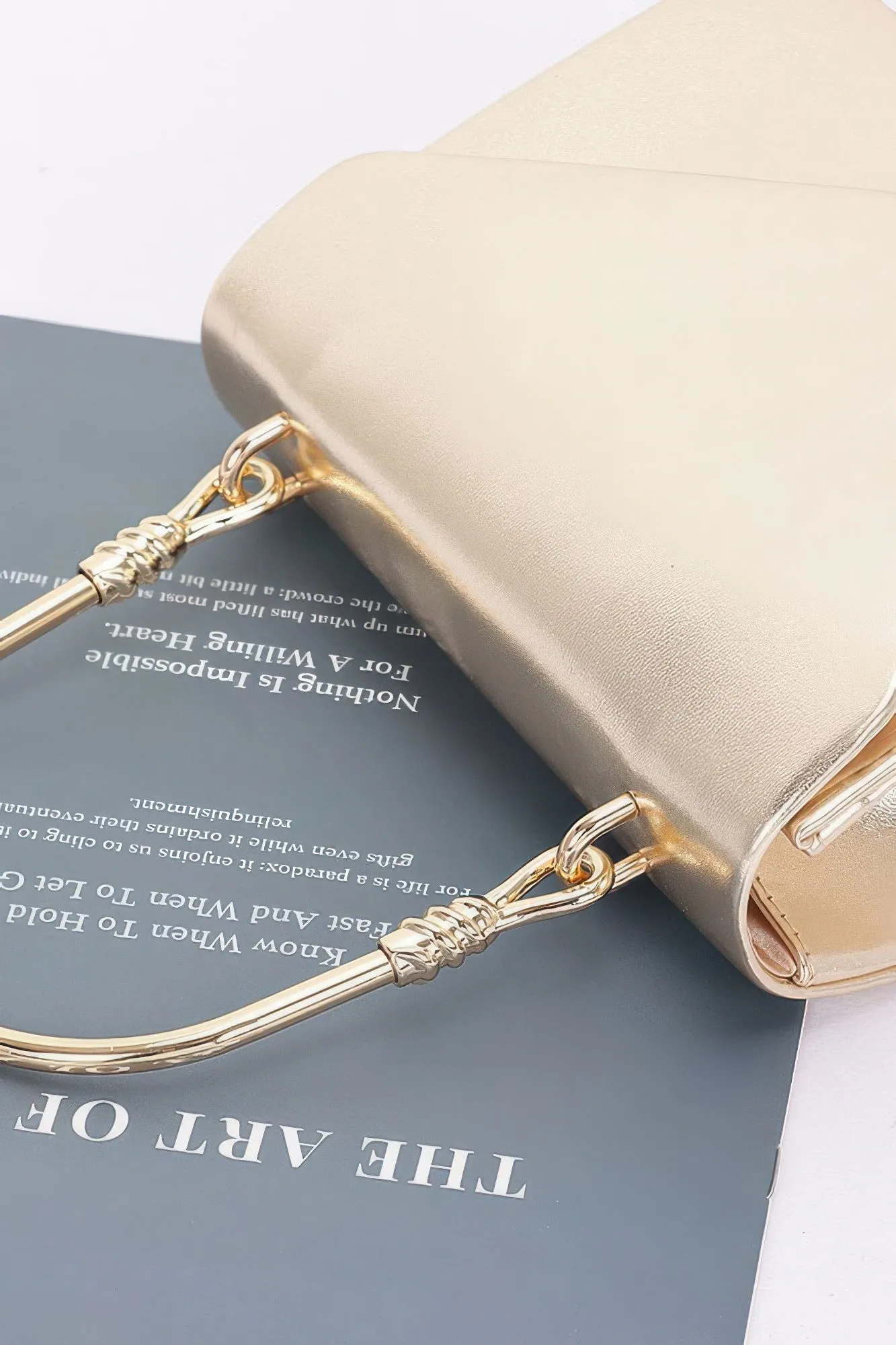 Metallic Metal Handle Crossbody Bag