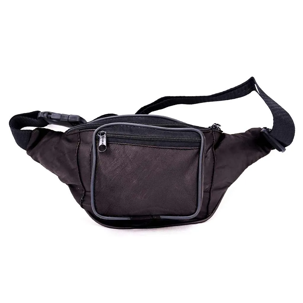 Mini Leather Fanny Pack Purse Waist Bag Coffee