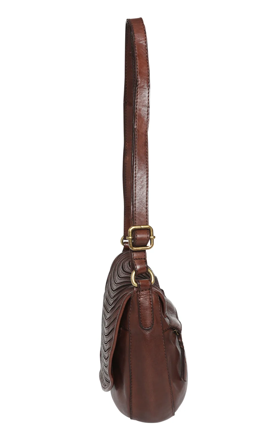 Modapelle - Cow Leather Full Flap Cross Body Bag in Chesnut | Moda7681