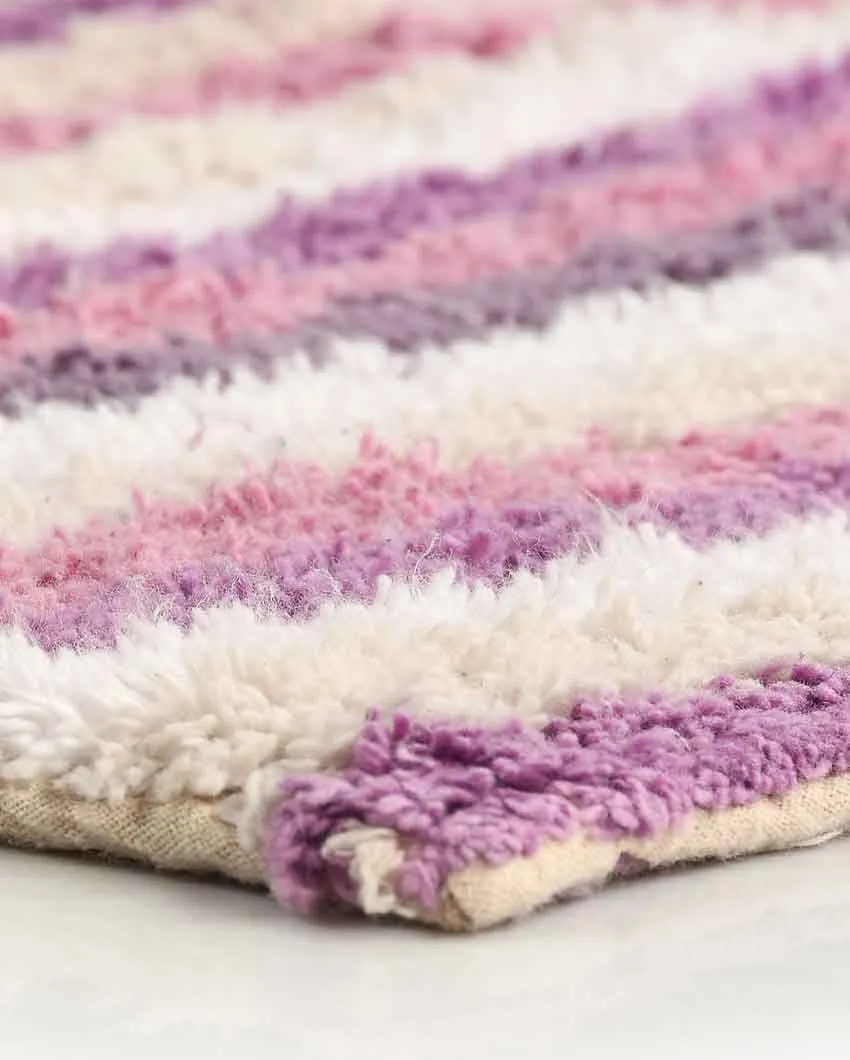 Multicolor Luxurious Contour Tufted Striped Bathmat Set