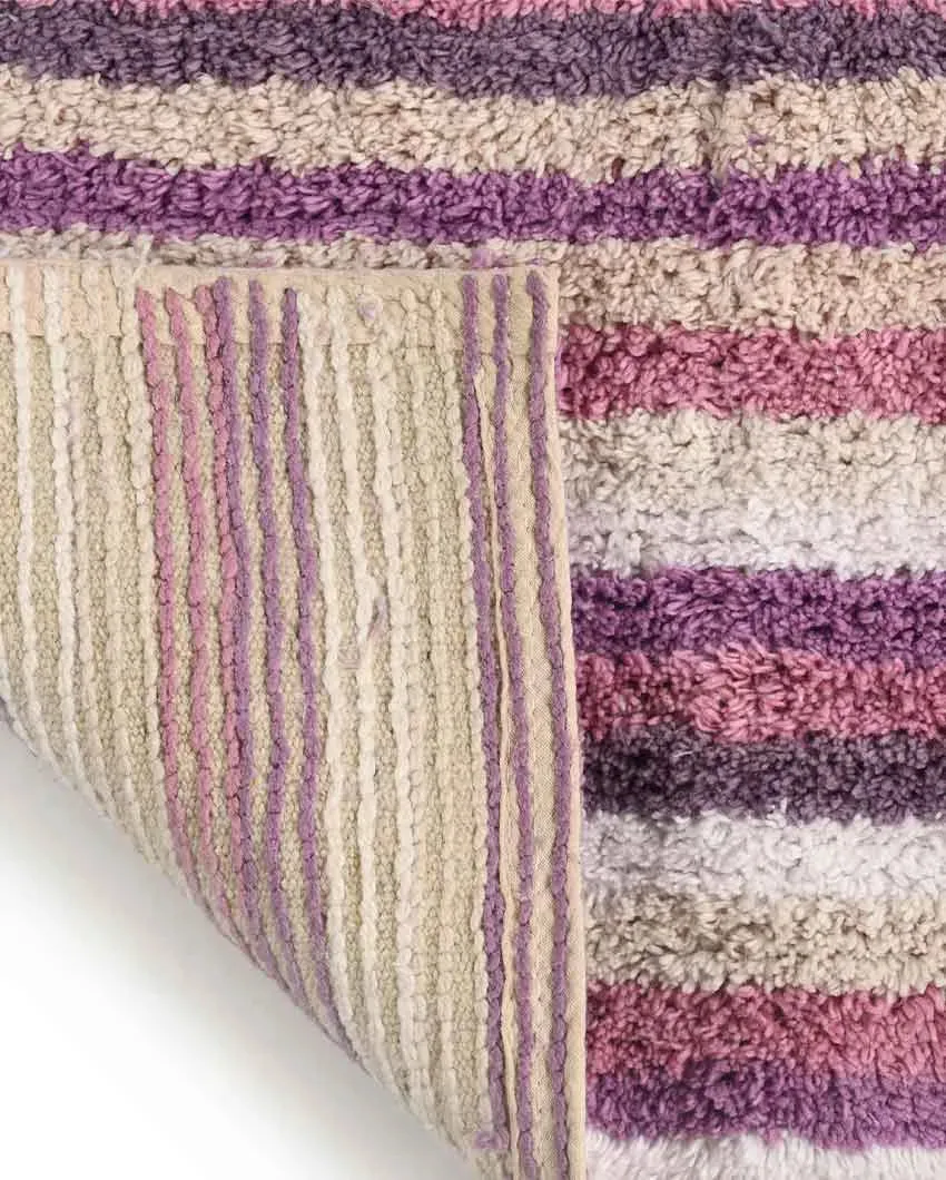 Multicolor Luxurious Contour Tufted Striped Bathmat Set