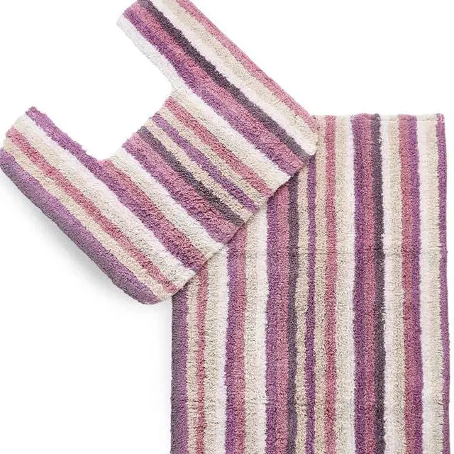 Multicolor Luxurious Contour Tufted Striped Bathmat Set