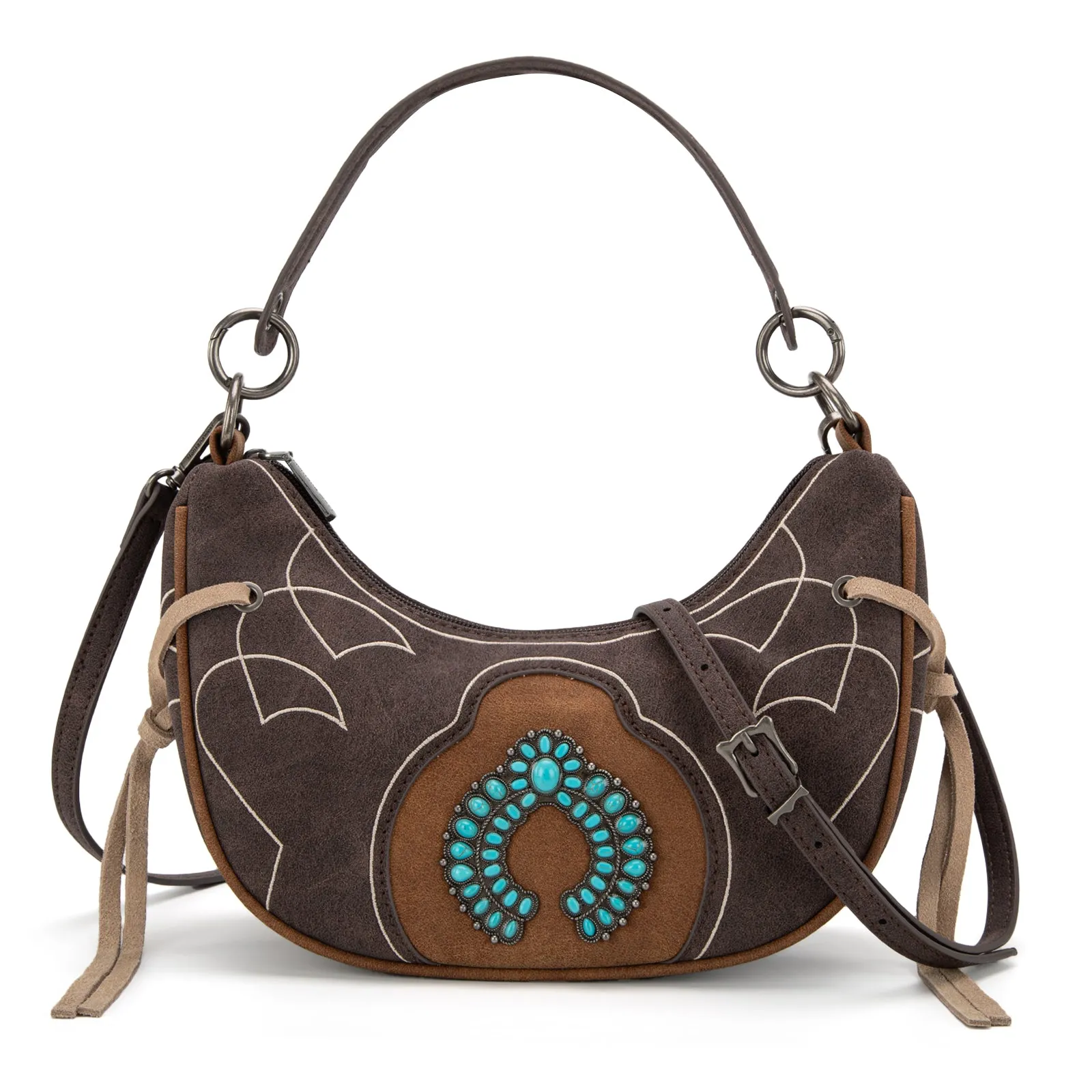 MW1302-919  Montana West Concho Collection Crescent Crossbody Bag