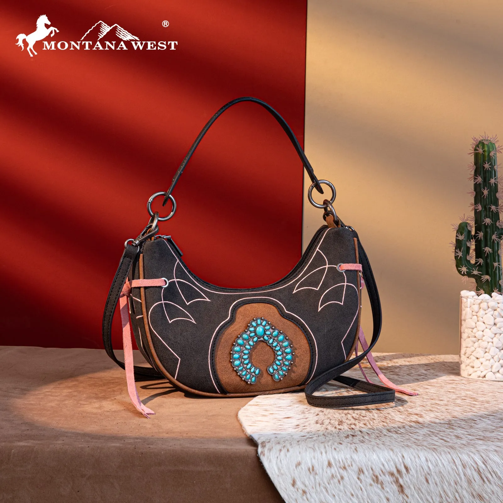 MW1302-919  Montana West Concho Collection Crescent Crossbody Bag