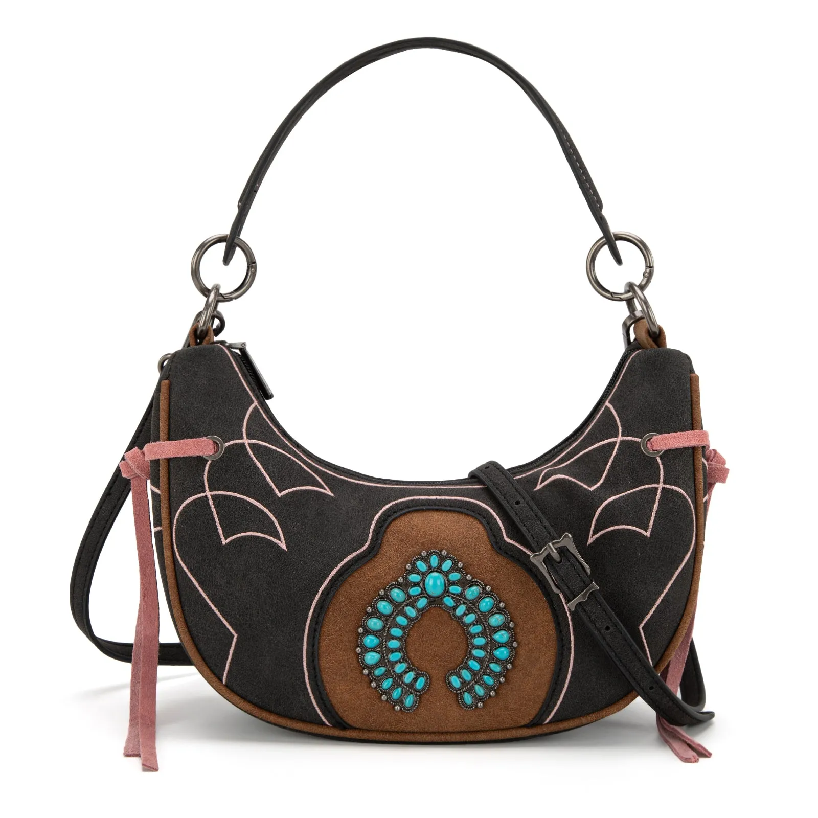 MW1302-919  Montana West Concho Collection Crescent Crossbody Bag