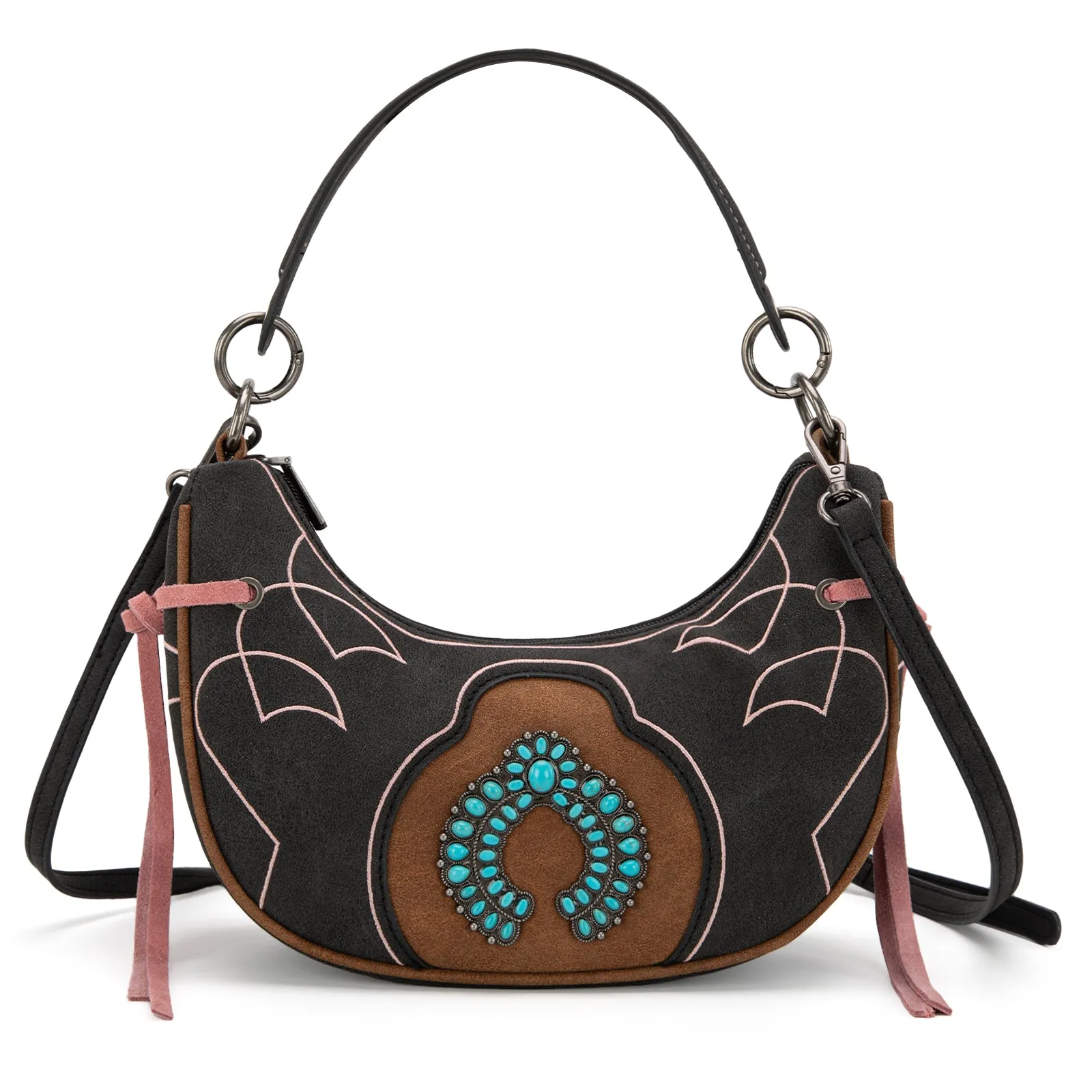 MW1302-919  Montana West Concho Collection Crescent Crossbody Bag