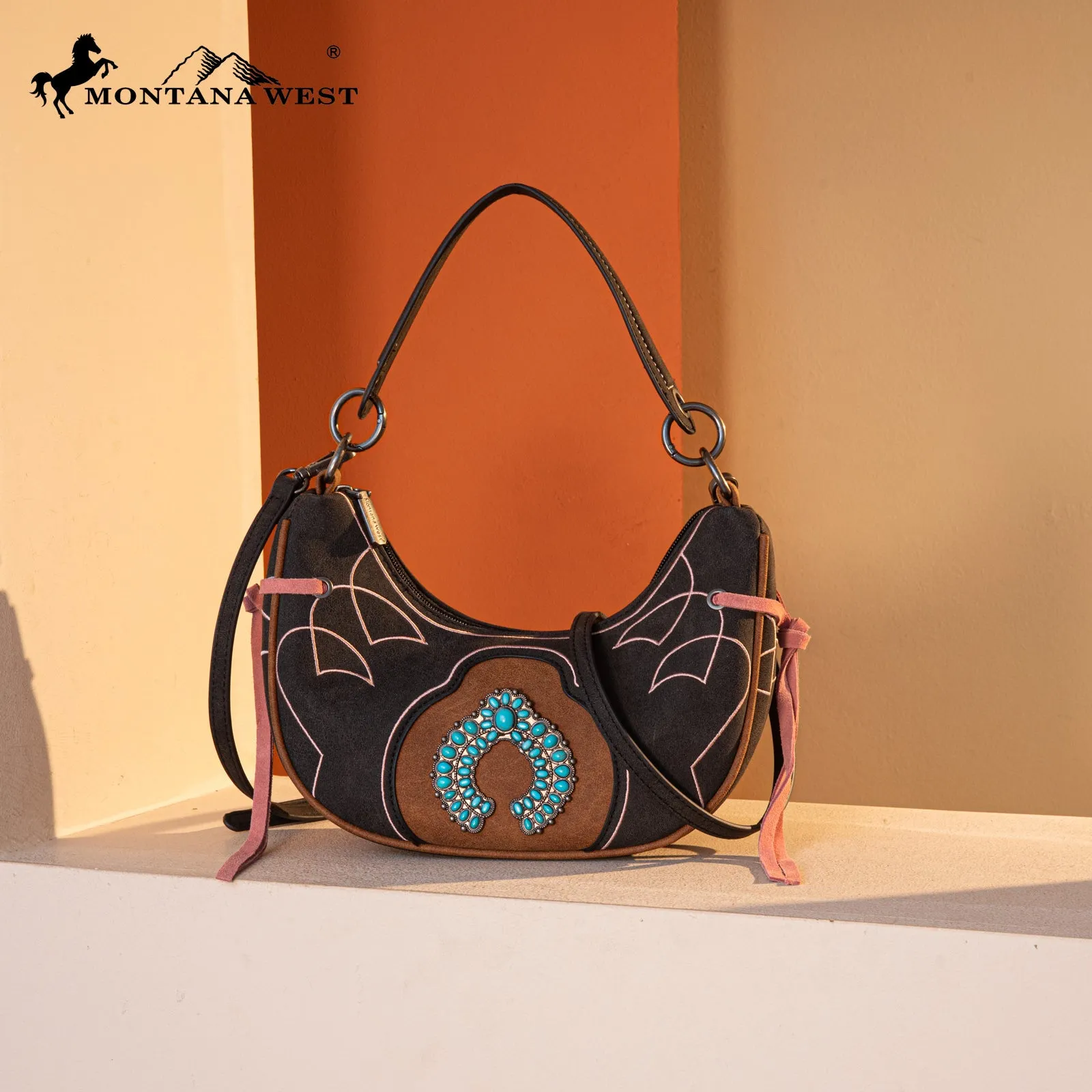 MW1302-919  Montana West Concho Collection Crescent Crossbody Bag