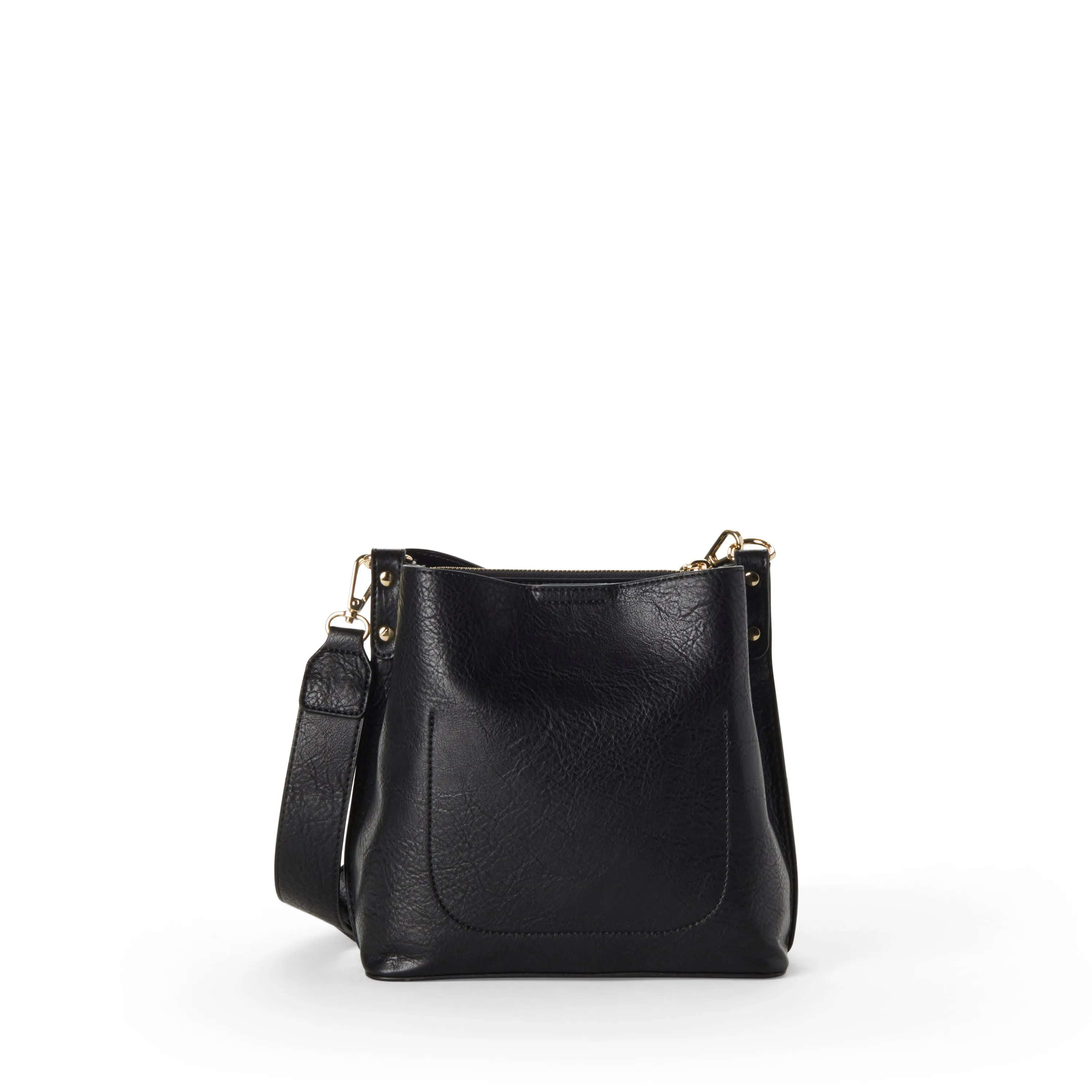 NAOMI Vegan Crossbody Bucket Bag in Black