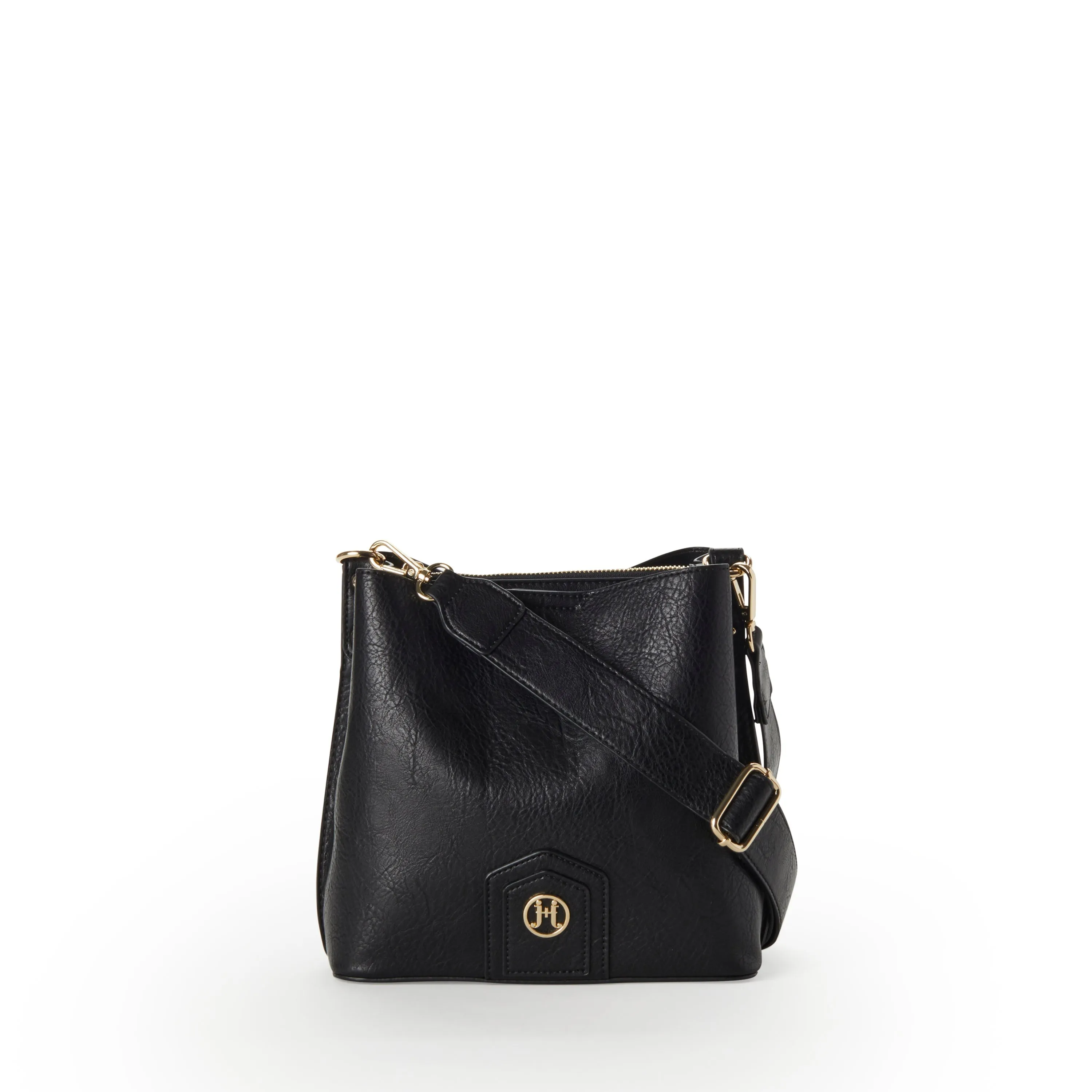 NAOMI Vegan Crossbody Bucket Bag in Black