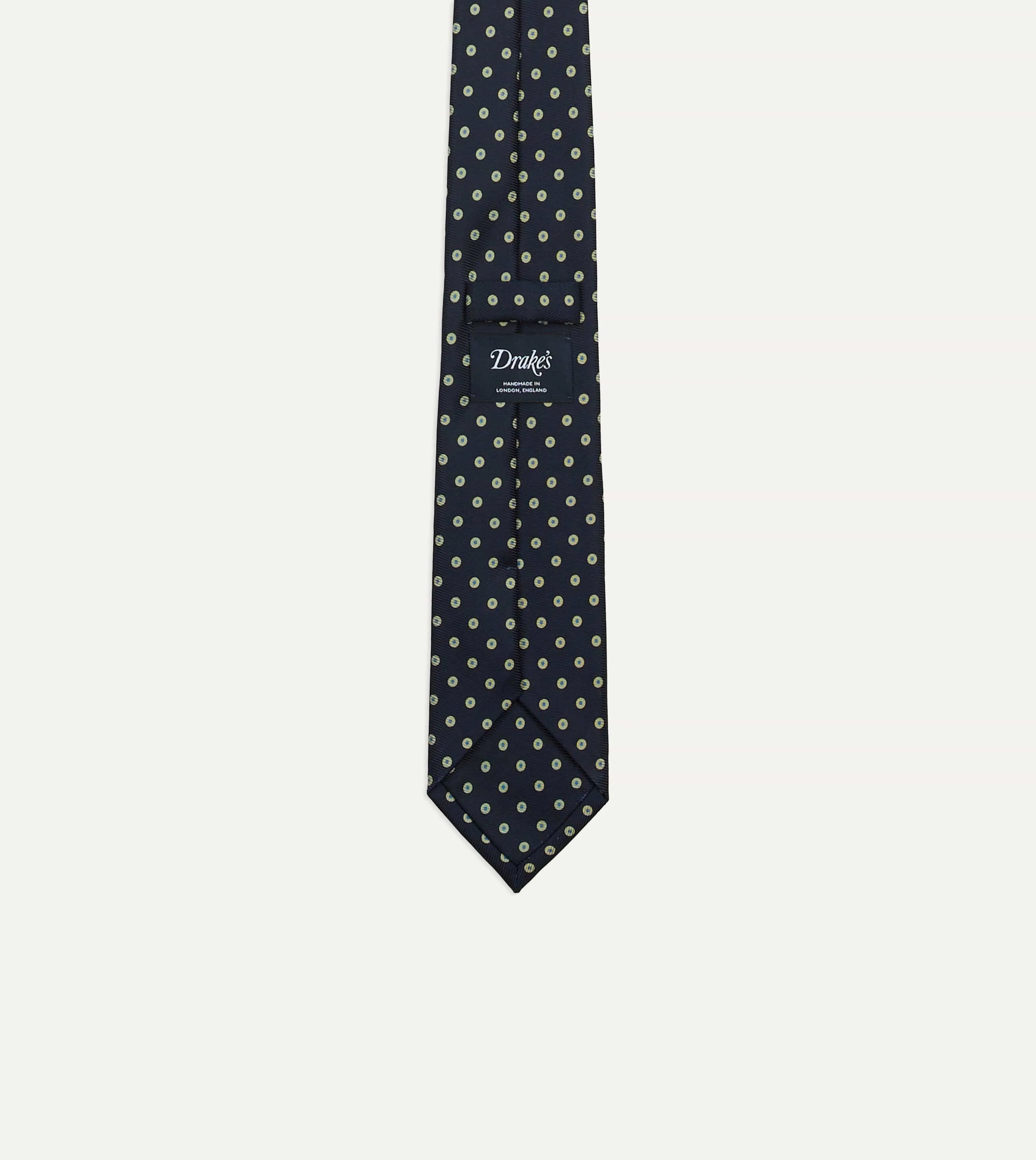 Navy Circular Dot Silk Self Tipped Tie