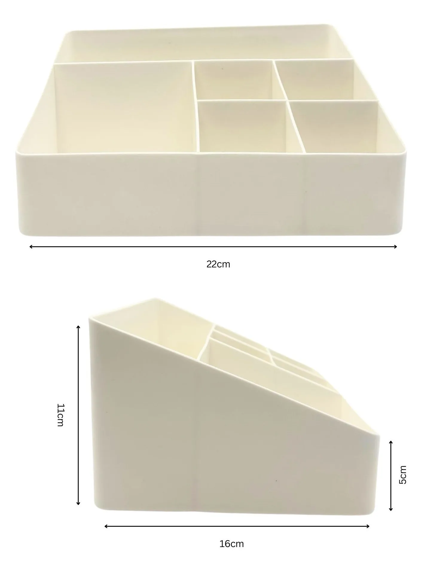 Off-white Plastic Tiered Cosmetic Holder (6 compartments)