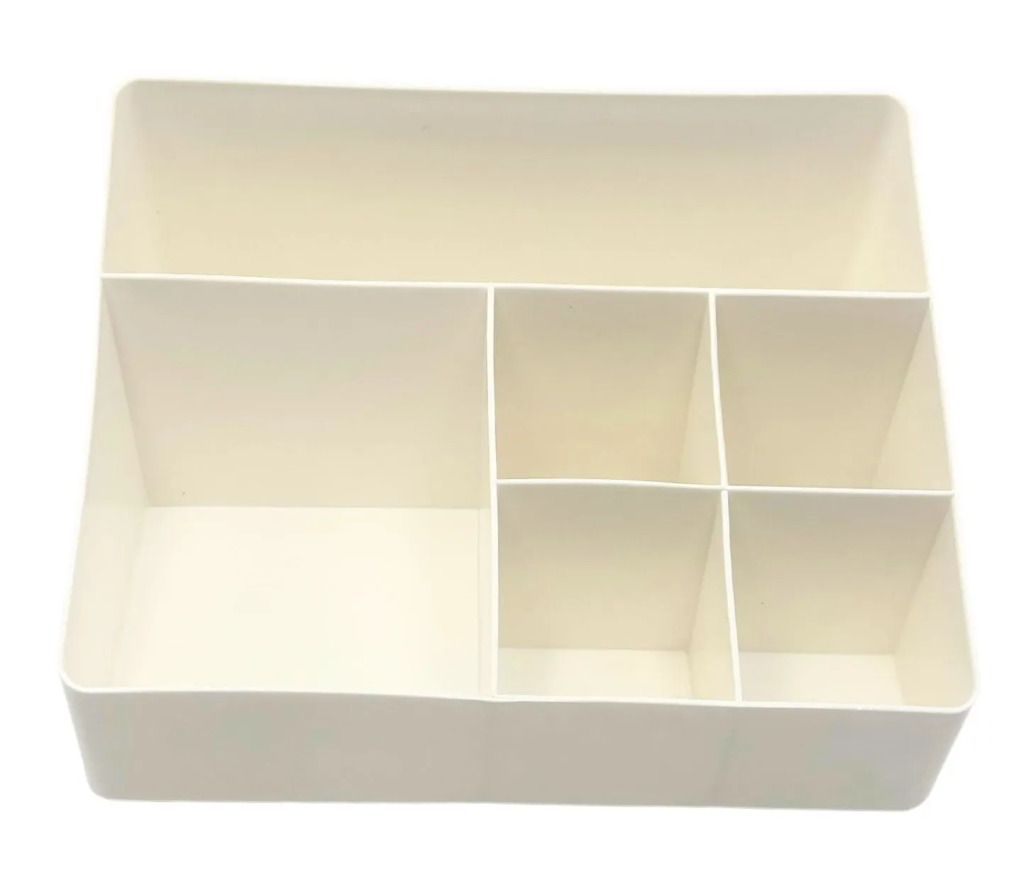 Off-white Plastic Tiered Cosmetic Holder (6 compartments)