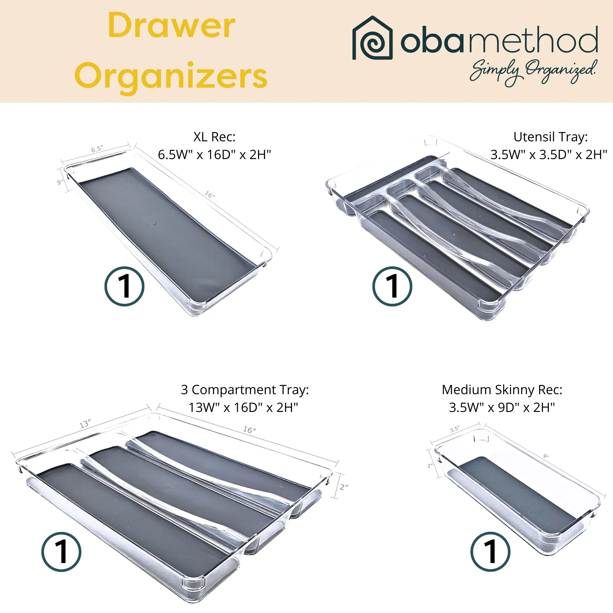 Organized Drawer Trays - Set of 12