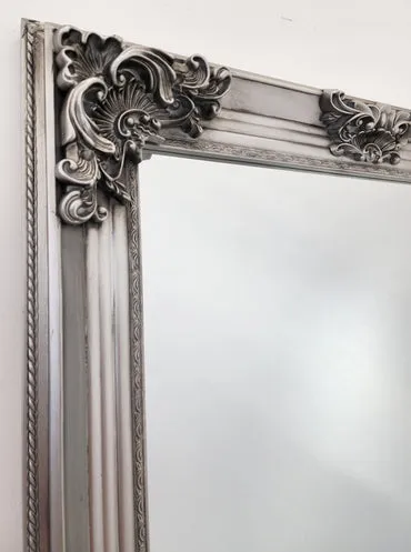 Ornate Antique Silver French Provincial Mirror 90x170cm