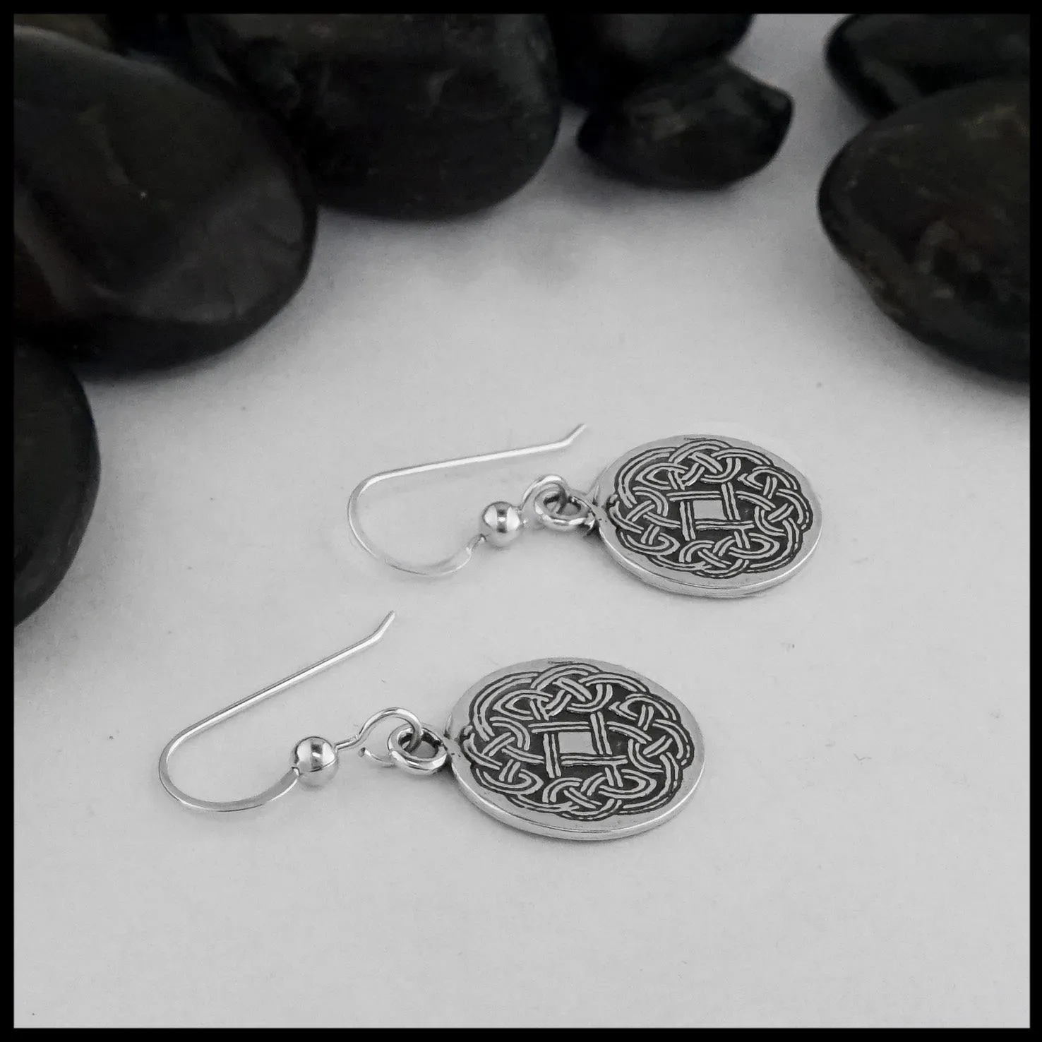 Ornate Circular Knot Earrings in Silver