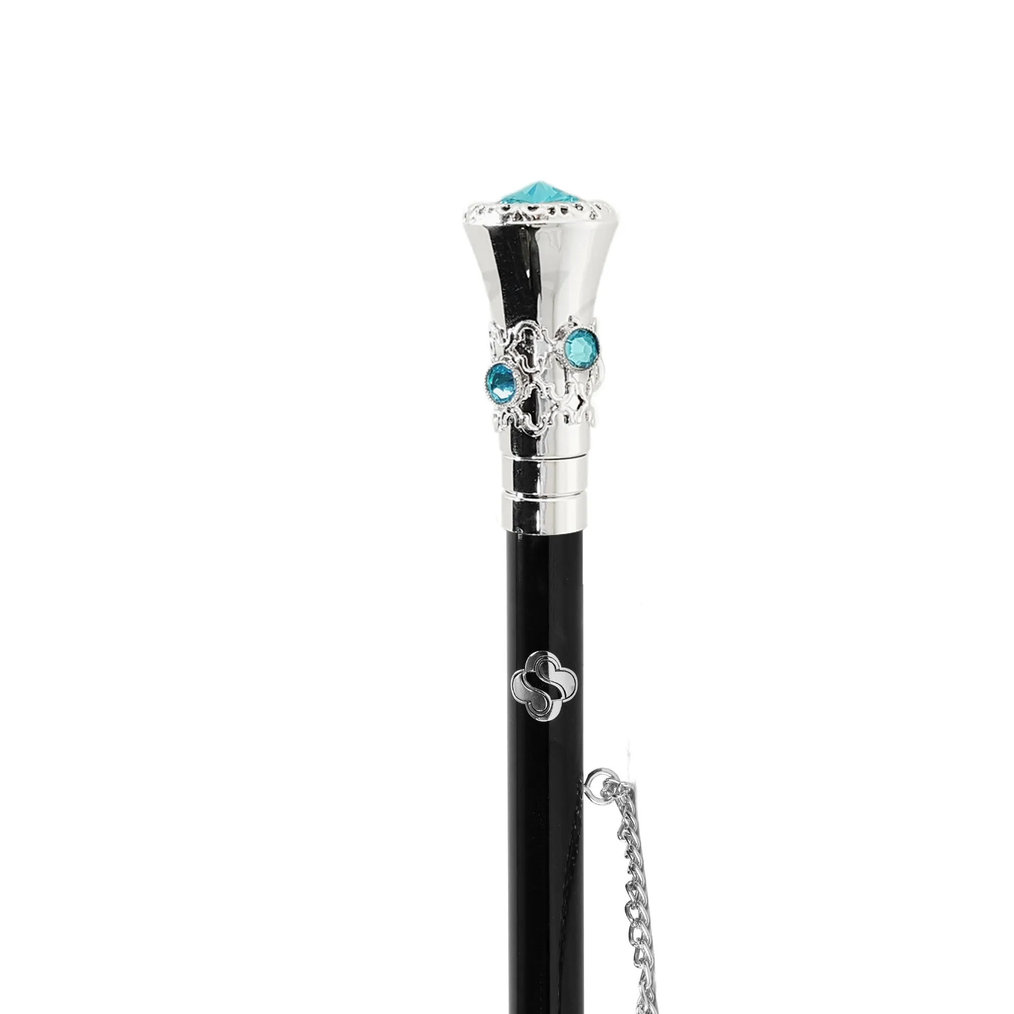 Ornate shoehorn with Aquamarine crystals