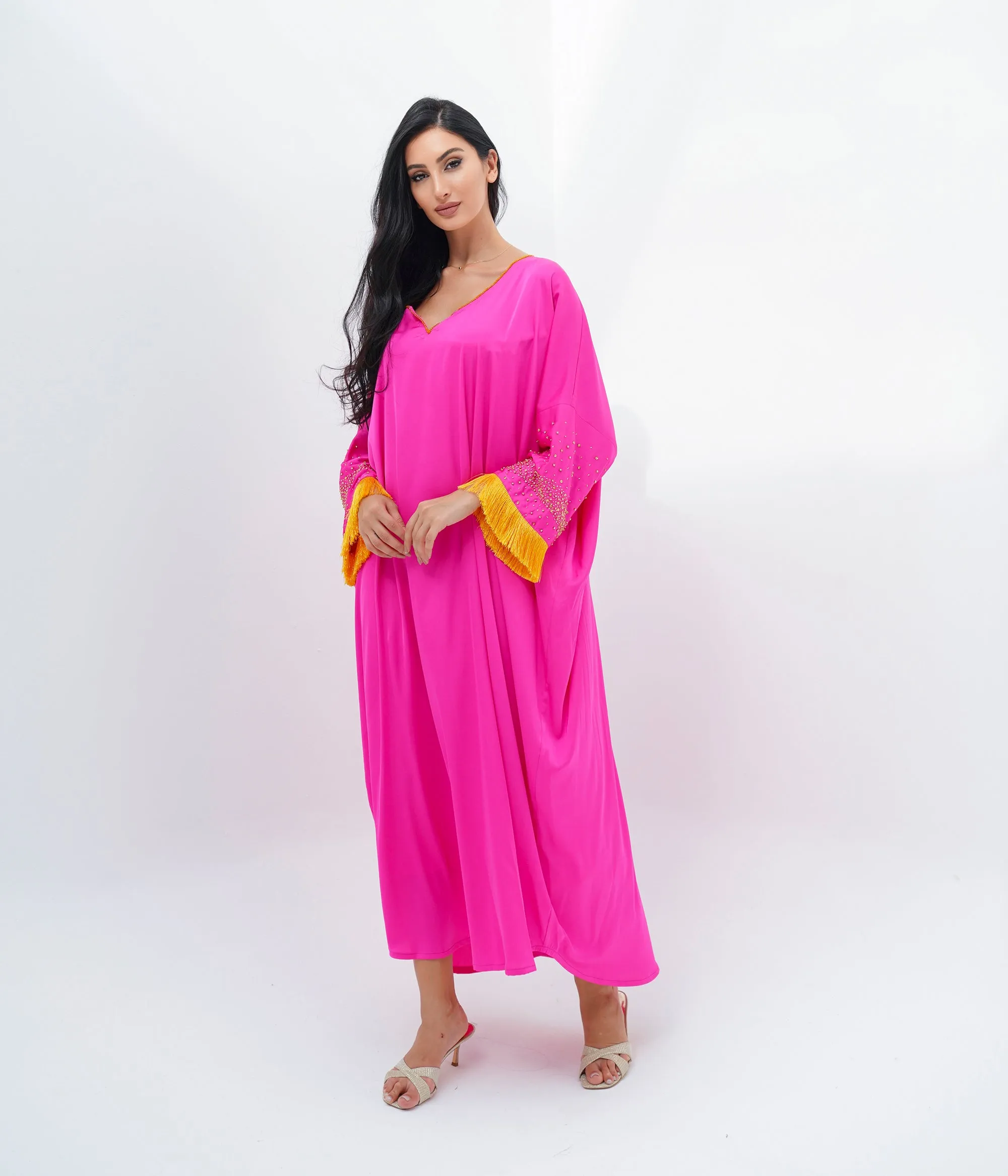 Oversize silk pink kaftan