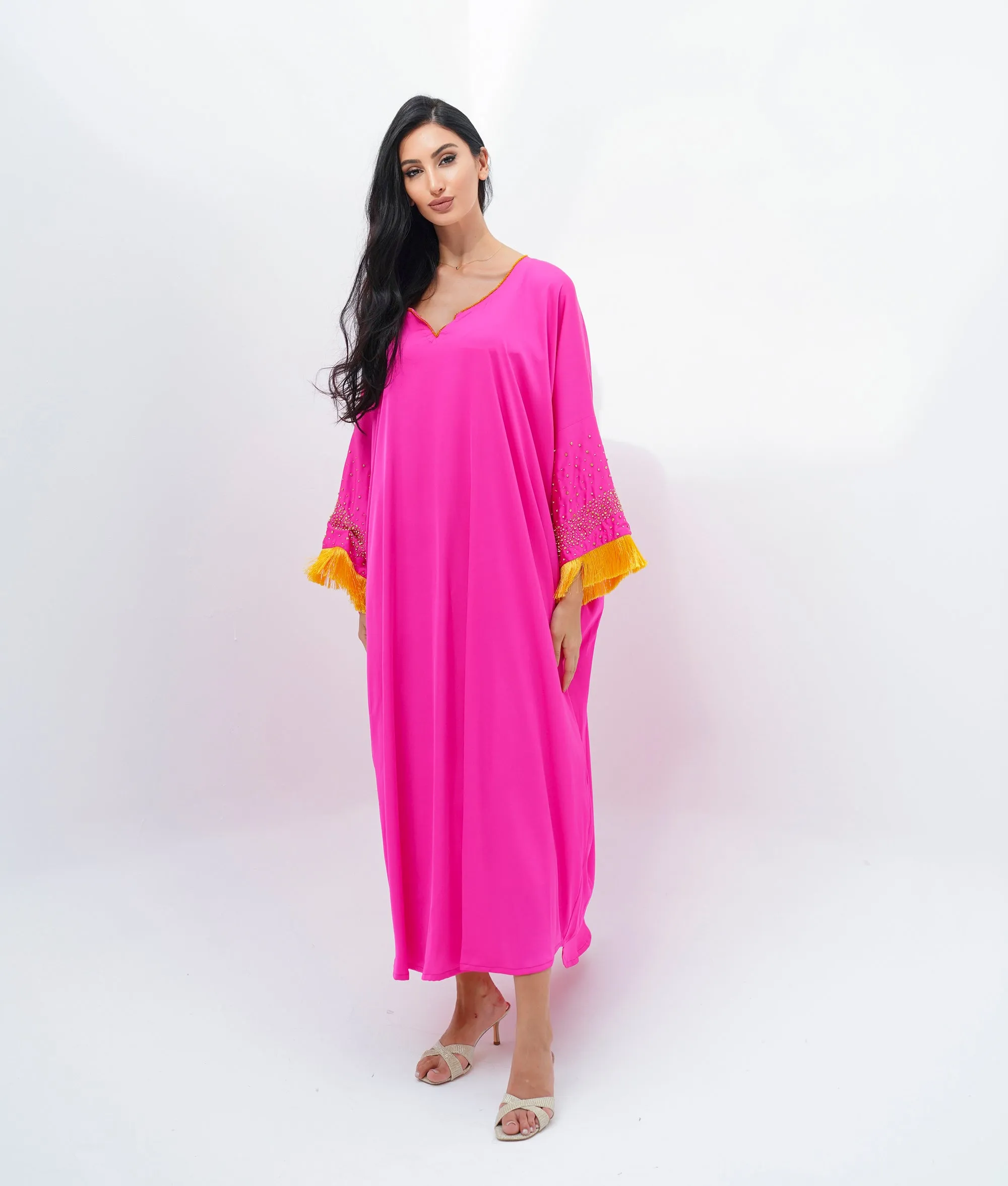 Oversize silk pink kaftan