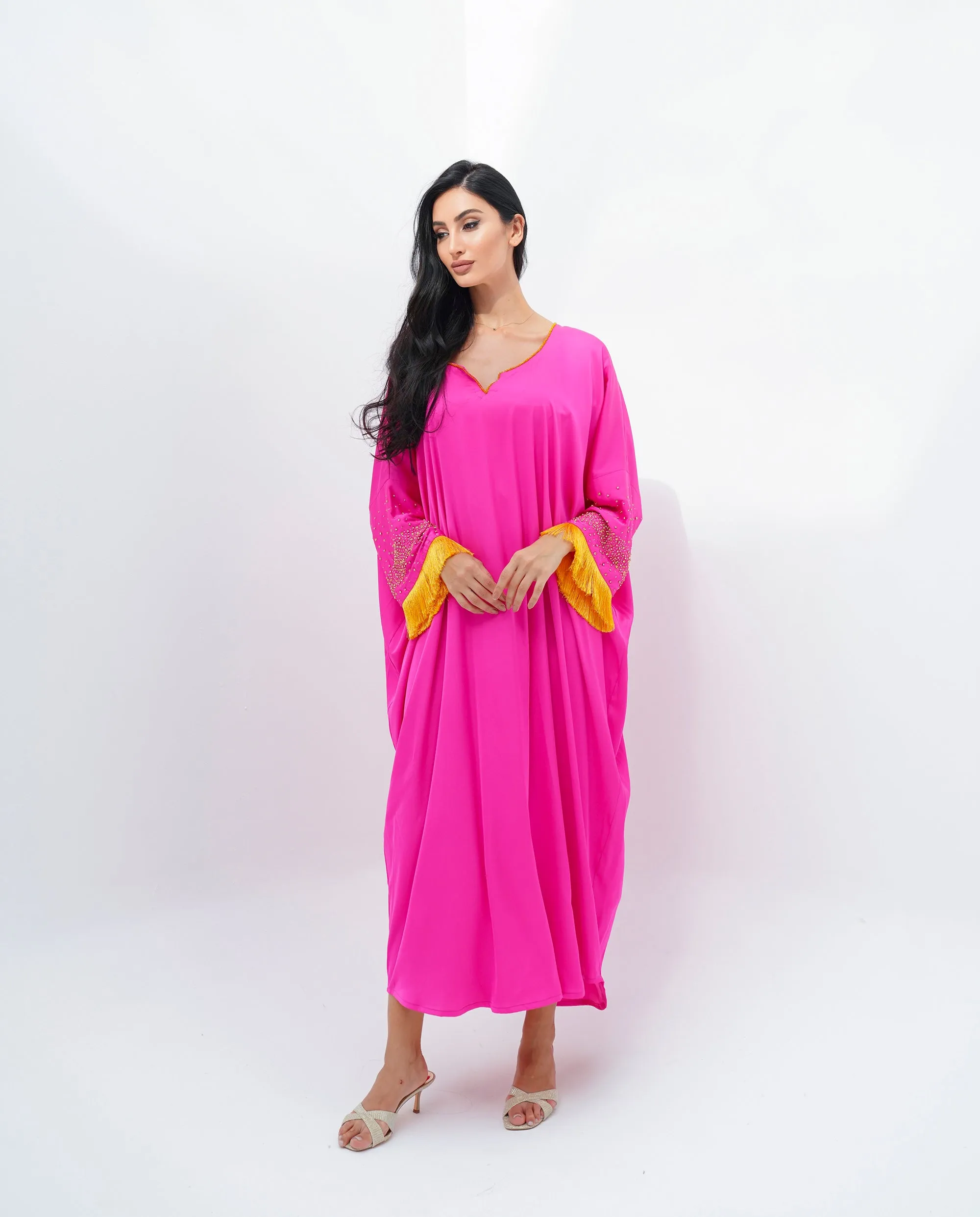 Oversize silk pink kaftan